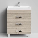 Тумба Орландо 70 напольный, Дубослив ореховый светлый ПВХ 3445 Vodok с раковиной в комплекте