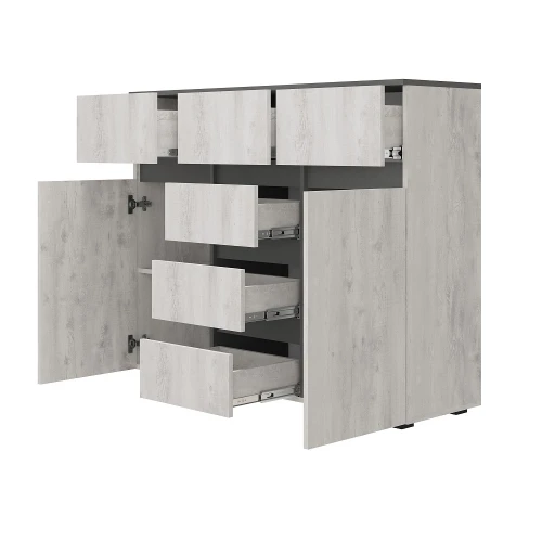 Комод комбинированный Мрия КМ-15, Бетон пайн светлый, графит