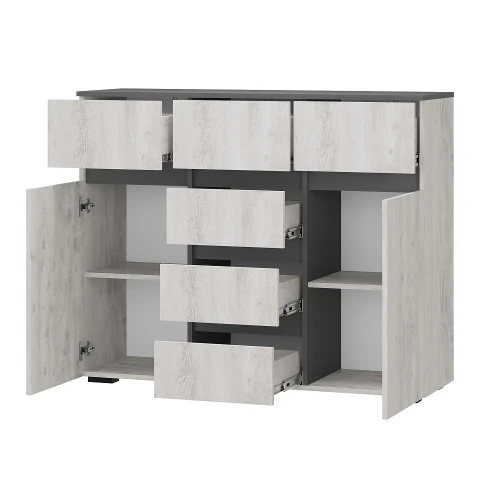 Комод комбинированный Мрия КМ-15, Бетон пайн светлый, графит