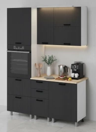 Готовый кухонный гарнитур МК Аленушка 1,6м ПД 2 Лотос Сталь,скоба антроцит,сонома
