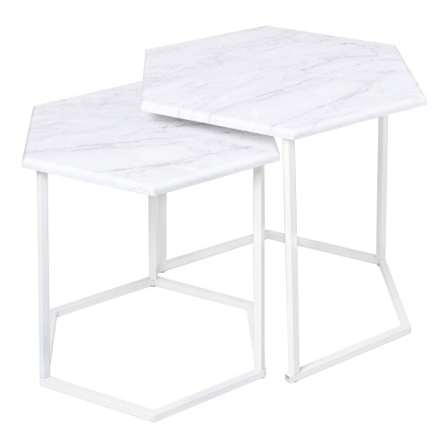 Стол журнальный МеталлАрт М003 белый мрамор/белый