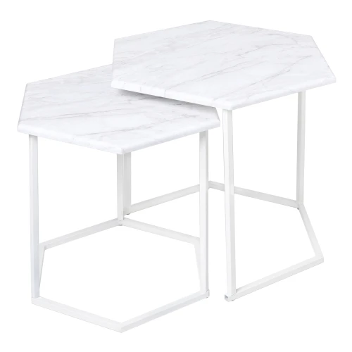 Стол журнальный МеталлАрт М003 белый мрамор/белый