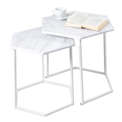 Стол журнальный МеталлАрт М003 белый мрамор/белый