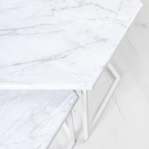 Стол журнальный МеталлАрт М003 белый мрамор/белый