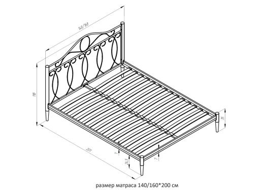 Кровать ЭЛЕГИЯ, 140 черный