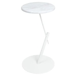 Стол приставной круглый МеталлАрт М015 белый мрамор/белый