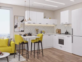 Модульная угловая кухня Модульная кухня Фрейм-03 White Silk White Silk 2140*2200/2000*600