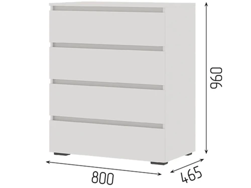 Комод «Хелен» КМ-02, 4 ящика, белый