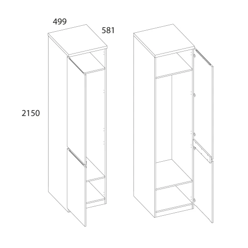 TAURUS, Шкаф 1DG. Цвет БЕЛЫЙ /ДУБ ВОТАН