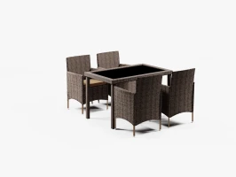 Набор плетеной мебели из искусственного ротанга Анкор+Вирджиния стол и 4 кресла Brown