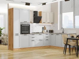 Кухонный гарнитур Нео-03 Cream Silk/Grey Silk Дуб Вотан