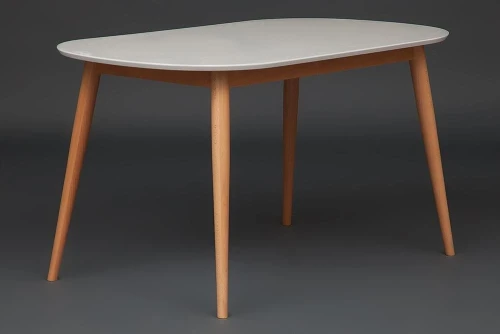 Стол обеденный MAX (Макс) основание бук, столешница мдф, 140 х 80 х 75см, Белый+Натуральный ( Бук)