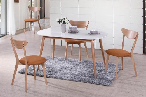 Стол обеденный MAX (Макс) основание бук, столешница мдф, 140 х 80 х 75см, Белый+Натуральный ( Бук)