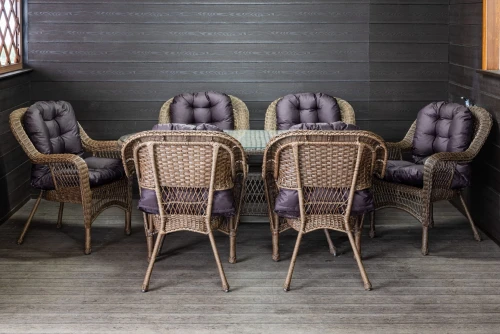 Садовый комплект мебели из искусственного ротанга Мэдисон (Medison ) 6 кресел + стол с подушками на сидение и спинку