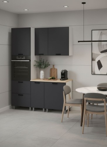 Готовая кухня МК Аленушка 1,6м ПД Магнолия Сталь,скоба черный,сонома