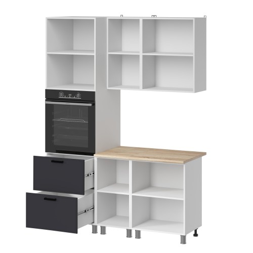 Готовая кухня МК Аленушка 1,6м ПД Магнолия Сталь,скоба черный,сонома