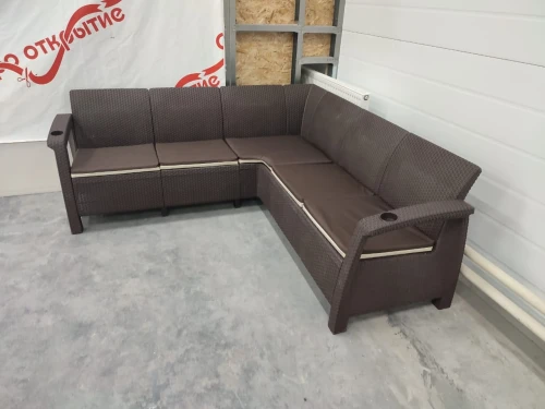 Угловой диван Yalta Corner Set под ротанг для лаунж зоны без подушек
