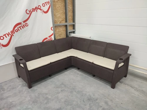 Угловой диван Yalta Corner Set под ротанг для лаунж зоны без подушек