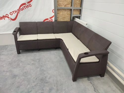 Угловой диван Yalta Corner Set под ротанг для лаунж зоны без подушек
