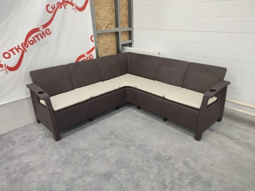 Угловой диван Yalta Corner Set под ротанг для лаунж зоны без подушек