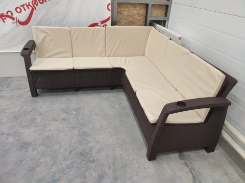 Угловой диван Yalta Corner Set под ротанг для лаунж зоны без подушек