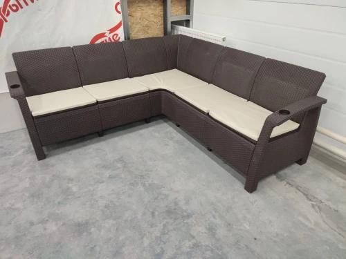 Угловой диван Yalta Corner Set под ротанг для лаунж зоны без подушек