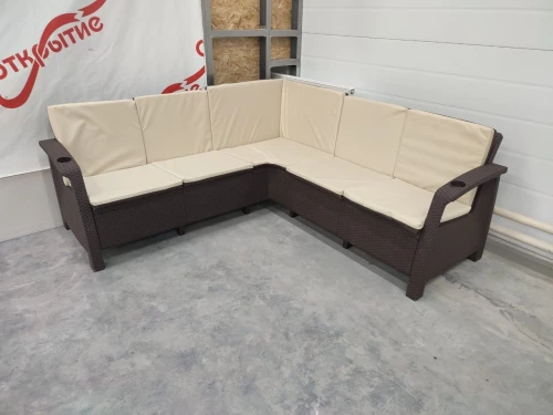 Угловой диван Yalta Corner Set под ротанг для лаунж зоны без подушек