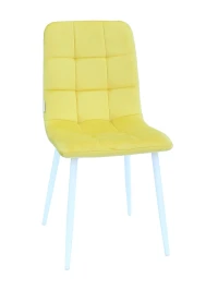 C919/DC809 Стул мягкий, ЖЕЛТЫЙ#h40 велюр, каркас металл белый КРУГЛЫЙ