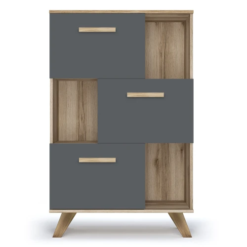 Шкаф низкий с нишами Вега Скандинавия синий