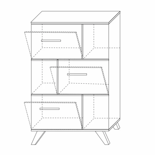 Шкаф низкий с нишами Вега Скандинавия синий