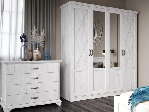 Спальня «Лорена» 4дв шк, Бетон Паин белый