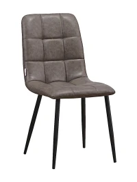 C919/DC809 Стул мягкий, СЕРЫЙ#19-5 экокожа, каркас металл черный КРУГЛЫЙ