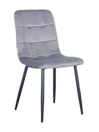 C919/DC809 Стул мягкий, ТЕМНО-СЕРЫЙ#h20 велюр, каркас металл черный КРУГЛЫЙ