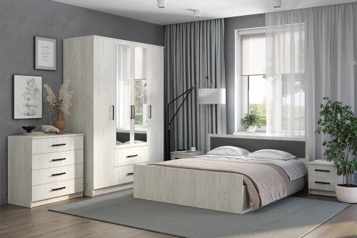 Шкаф 4-х створчатый Фиеста, Дуб крафт белый