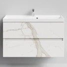 Тумба Бест 100 подвесной, Мрамор Белый натур милк ПВХ 2537 Vodok с раковиной в комплекте Тумба Бест 100 подвесной, Мрамор Белый натур милк ПВХ 2537 Vodok с раковиной в комплекте
