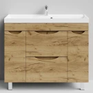 Тумба Лайт 100 напольный, Дуб Тортуга ПВХ 2357-43 Vodok с раковиной в комплекте