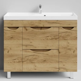 Тумба Лайт 100 напольный, Дуб Тортуга ПВХ 2357-43 Vodok с раковиной в комплекте