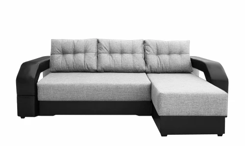 Диван еврокнижка Манчестер с подсветкой УГЛОВОЙ 160  рогожка серая НПБ