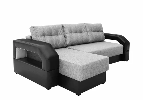 Диван еврокнижка Манчестер с подсветкой УГЛОВОЙ 160  рогожка серая НПБ