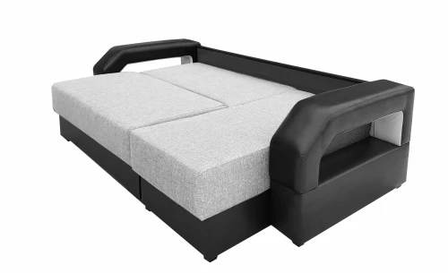 Диван еврокнижка Манчестер с подсветкой УГЛОВОЙ 160  рогожка серая НПБ