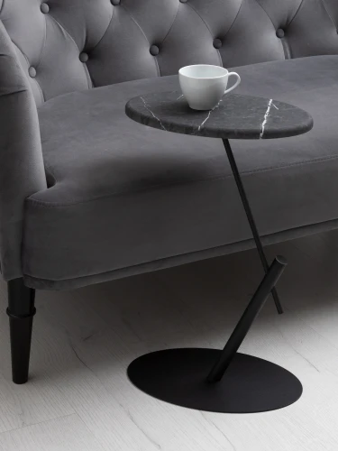 Стол приставной овальный МеталлАрт М015 черный мрамор/черный