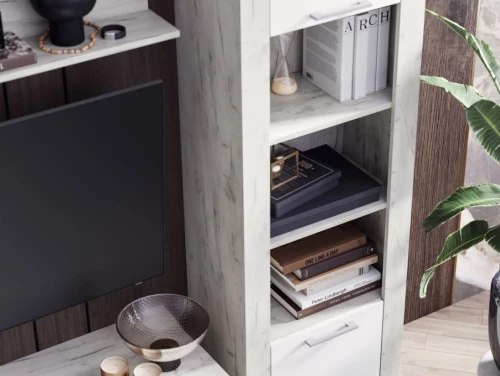 Стенка «Мирослава», МДФ Софт вайт/ Дуб Крафт Белый