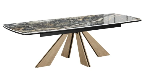 Стол DikLine DKP180 Керамика Amadeus/подстолье черное/опоры дуб галифакс (2 уп.)