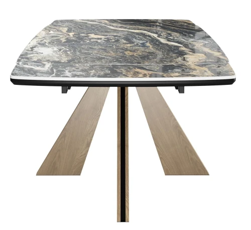 Стол DikLine DKP180 Керамика Amadeus/подстолье черное/опоры дуб галифакс (2 уп.)