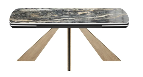 Стол DikLine DKP180 Керамика Amadeus/подстолье черное/опоры дуб галифакс (2 уп.)