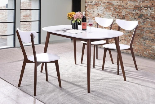 Стол обеденный MAX (Макс) основание бук, столешница мдф, 140 х 80 х 75см, Белый + Коричневый