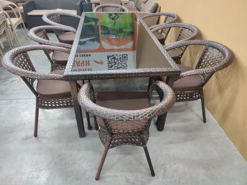 Комплект мебели из искусственного ротанга стол Египет + 8 кресел Руардин Dark Brown