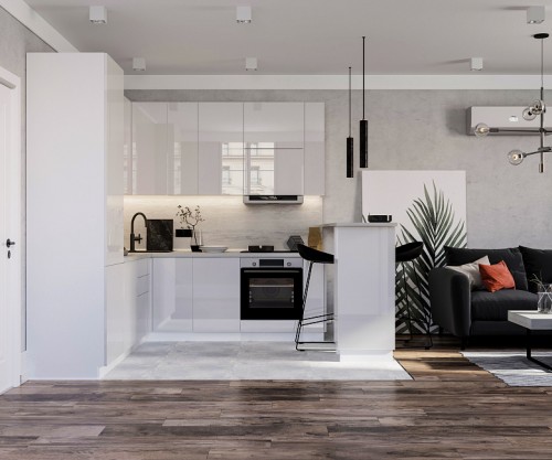 Модульная кухня Эстетик 2400х2300 Магнолия МДФ угловая