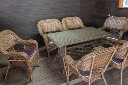 Садовый комплект мебели из искусственного ротанга Мэдисон (Medison ) 6 кресел + прямоугольный стол с подушками на сидение
