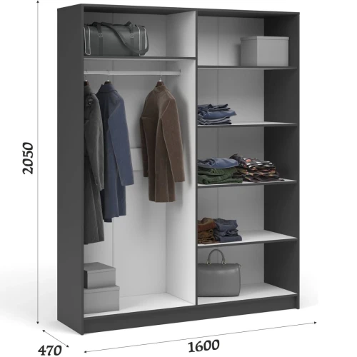 Шкаф «Чикаго» 4д Антрацит/Белый